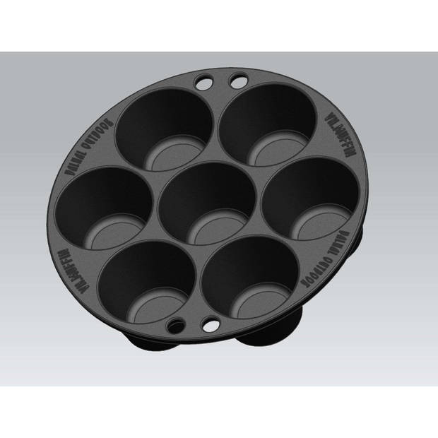 Valhal - BBQ Accessoire Muffinpan voor 7 stuks - Gietijzer - Zwart