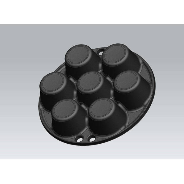 Valhal - BBQ Accessoire Muffinpan voor 7 stuks - Gietijzer - Zwart