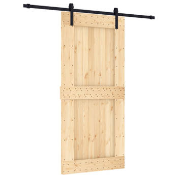 vidaXL Schuifdeur met beslag 95x210 cm massief grenenhout