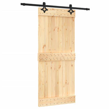 vidaXL Schuifdeur met beslag 90x210 cm massief grenenhout