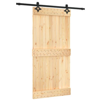 vidaXL Schuifdeur met beslag 100x210 cm massief grenenhout