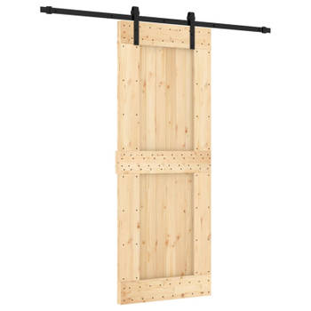 vidaXL Schuifdeur met beslag 80x210 cm massief grenenhout