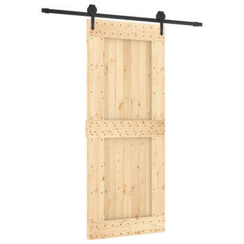 vidaXL Schuifdeur met beslag 85x210 cm massief grenenhout