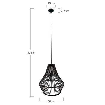 DKNC - Hanglamp Buffalo - Bamboe - 38x38x42cm - Zwart