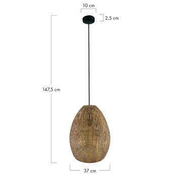 DKNC - Hanglamp Pretoria - Metaal - 37x37x47.5cm - Goud