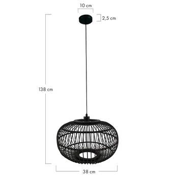 DKNC - Hanglamp Varna - Bamboe - 38x38x27cm - Zwart