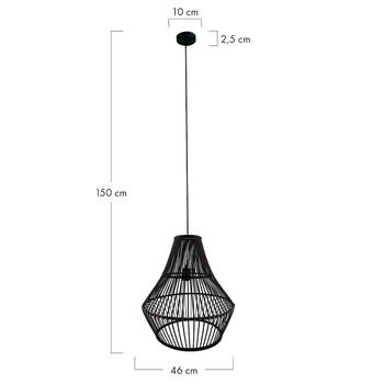 DKNC - Hanglamp Buffalo - Bamboe - 46x46x50cm - Zwart