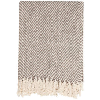 Linen & more plaid zigzag 130x170cm taupe