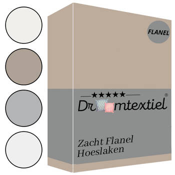 Droomtextiel Zachte Flanel Hoeslaken Taupe Lits-Jumeaux 180x200 cm - 100% Gekamd Katoen
