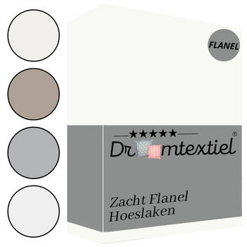 Droomtextiel Zachte Flanel Hoeslaken Crème Tweepersoons 140x200 cm - 100% Gekamd Katoen
