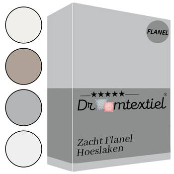 Droomtextiel Zachte Flanel Hoeslaken Grijs Lits-Jumeaux 180x200 cm - 100% Gekamd Katoen