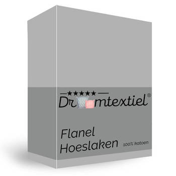 Droomtextiel Hoeslaken Flanel Grijs - 90x200 cm - Superzacht - 100% katoen