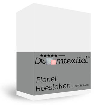 Droomtextiel Hoeslaken Flanel Wit - 140x200 cm - Superzacht - 100% katoen