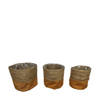 DKNC - Plantenbak Amara - leer gras - 38x38cm - Set van 3 - Geel