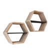 Hoyz Collection - Wandschap Hexagon Teakhout - Set van 2