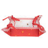 Clayre & Eef Broodmand 35x35x8 cm Wit Rood Katoen Vierkant Notenkrakers Cadeau keuken Wit Cadeau keuken