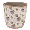 Clayre & Eef Bloempot Ø 16x16 cm Beige Blauw Keramiek Bloemen Bloempot Binnen Beige Bloempot Binnen