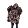 LINNICK Hoodie Flanel Fleece Deken Met Mouwen Leopard - bruin
