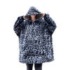 LINNICK Hoodie Flanel Fleece Deken Met Mouwen Leopard - zwart wit