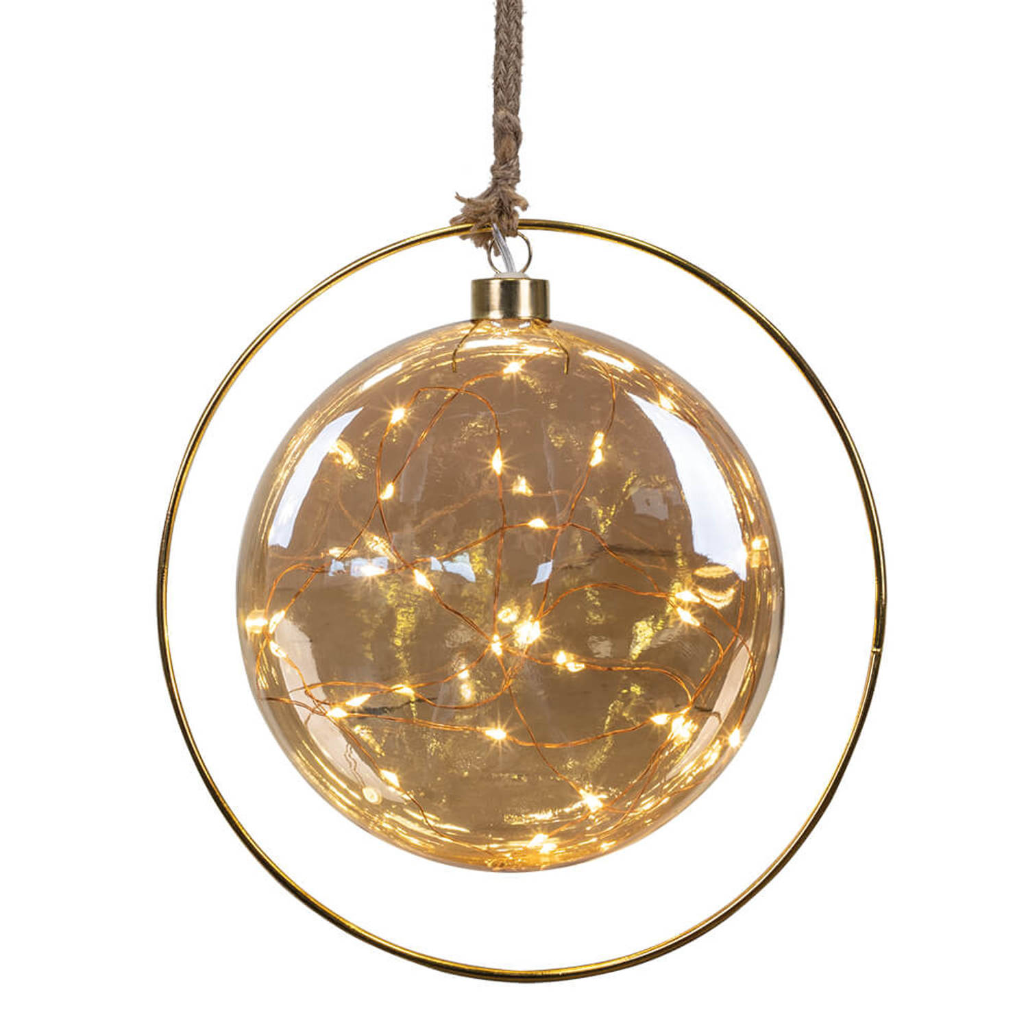 Decoratieve Kerstverlichting Glazen Bal Plat 15 cm met 30 LED's