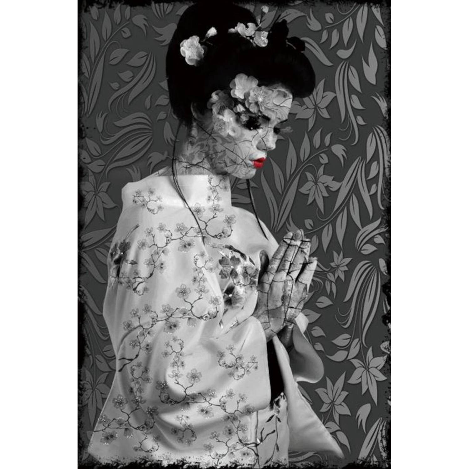 Glasschilderij Japanse Geisha 120 x 80 cm