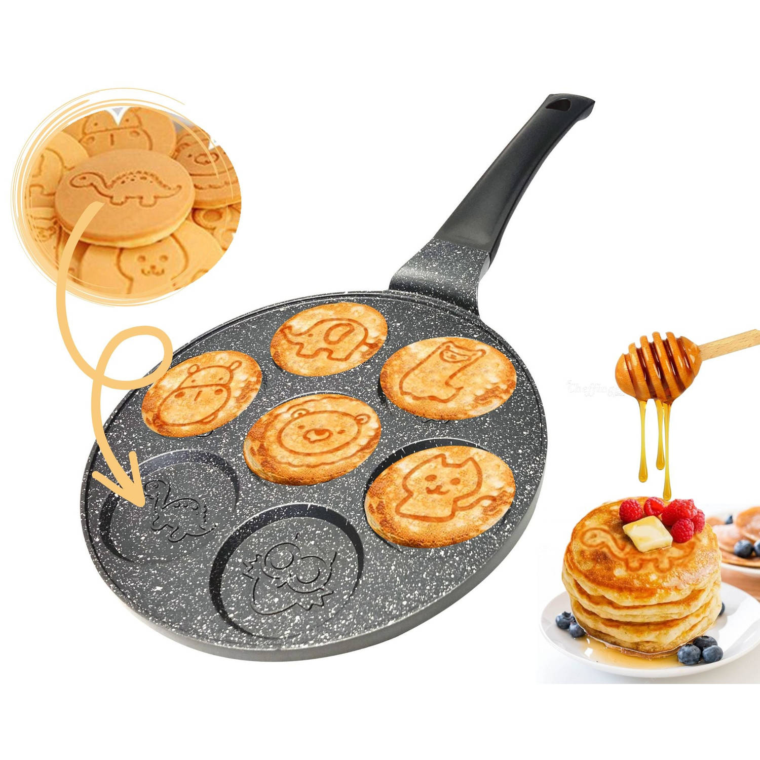 Cheffinger Pancake Boerderij Dieren Vorm Pancake Maker - Pannenkoekenpan - Crêpemaker - Pancake Pan