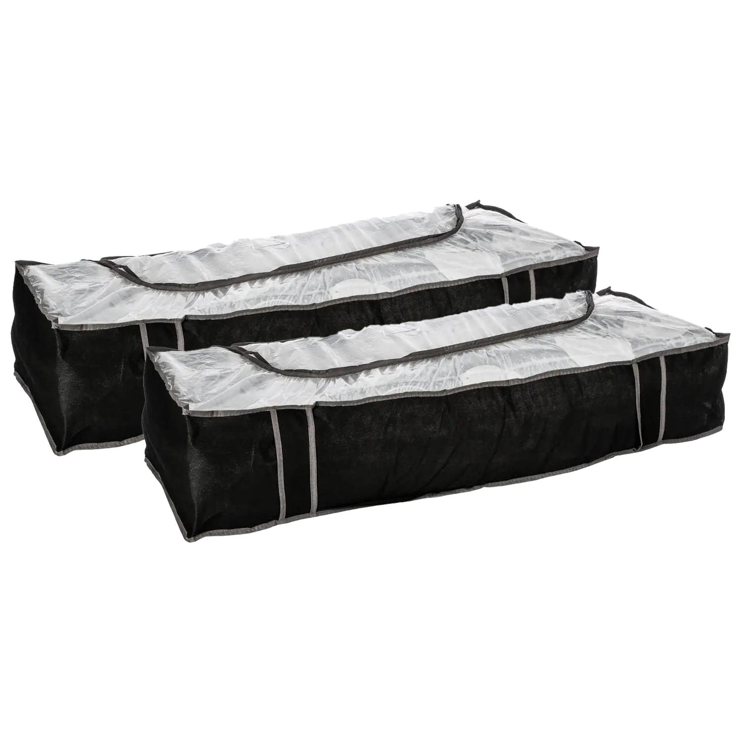 5Five Opberghoes-beschermhoes dekens en kussens 2x zwart-grijs 100 x 45 x 20 cm Opberghoezen