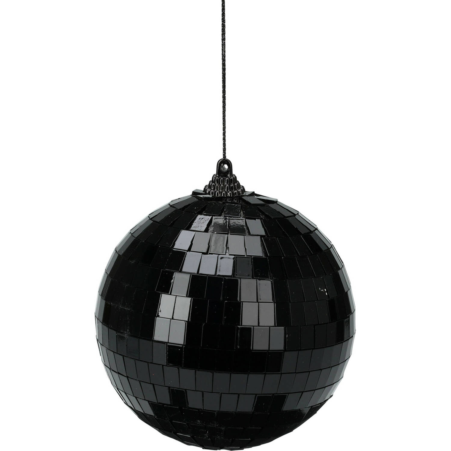 Christmas Decoration disco kerstbal 1x st zwart 10 cm kunststof Kerstbal