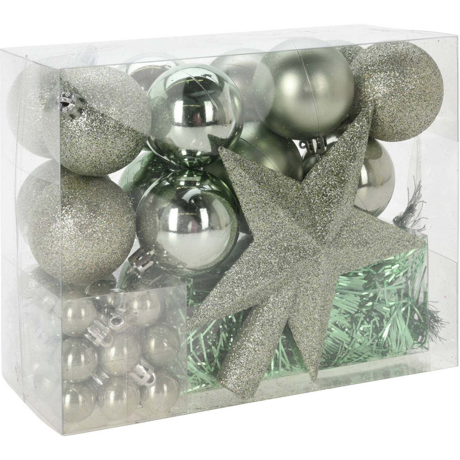 Christmas Decorations kerstballen set 54-dlg mint groen voor kleine boom Kerstbal