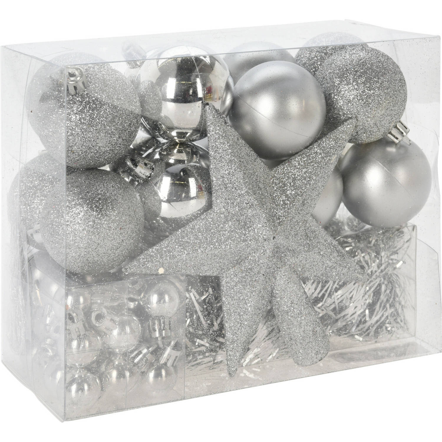 Christmas Decorations kerstballen set 54-dlg zilver voor kleine boom Kerstbal