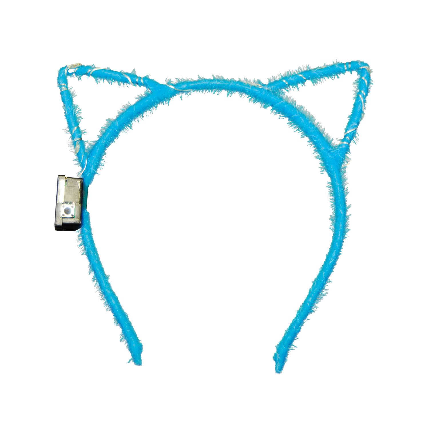 Verkleed-feest diadeem katten-poezen oren-oortjes blauw meisjes LED licht carnaval Verkleedhoofddeks