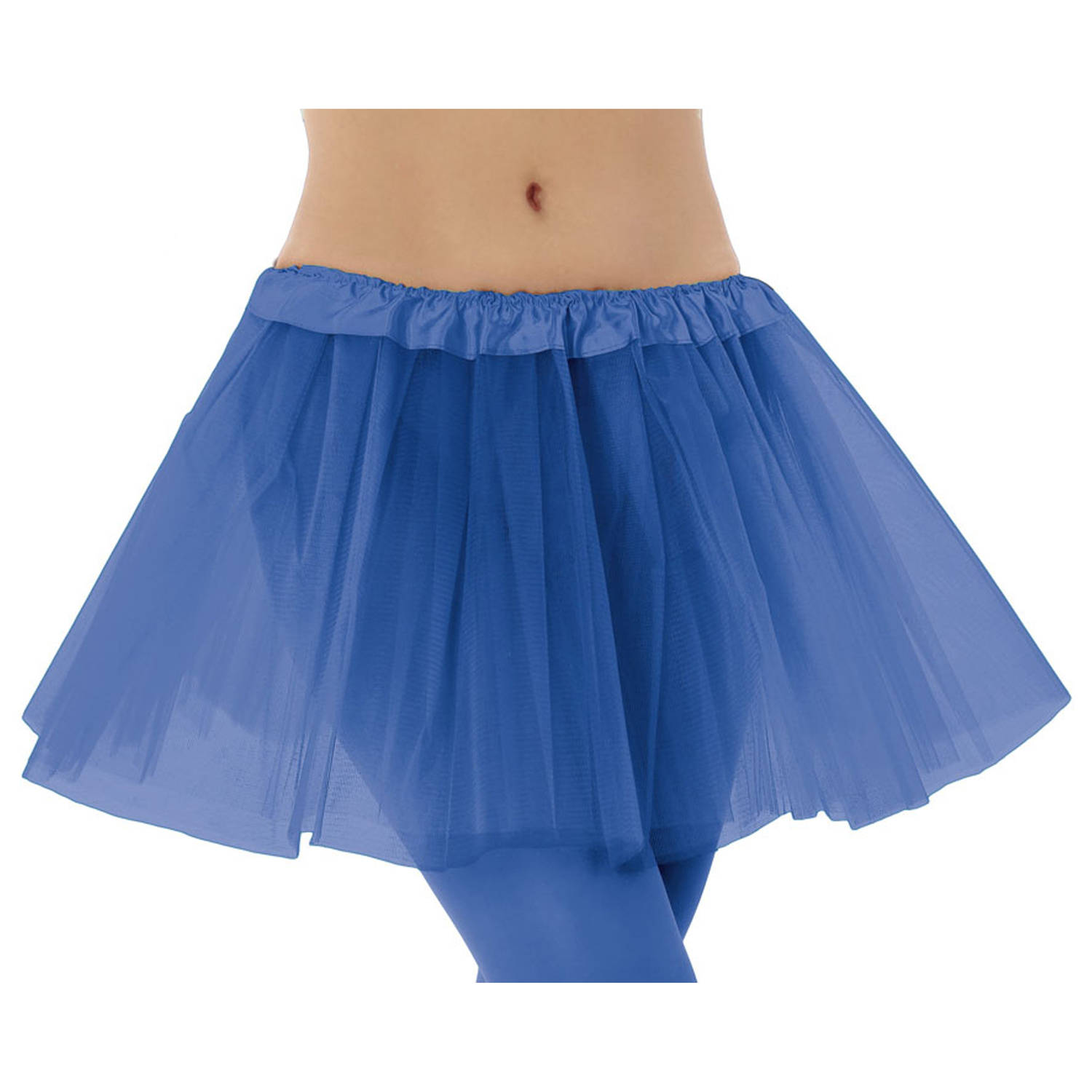 Meisjes verkleed rokje/tutu - tule stof met elastiek - blauw - one size - Carnavalskostuums