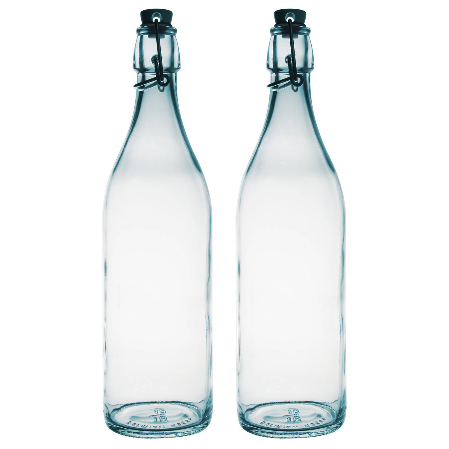 Bormioli Rocco beugelfles/weckfles - 2x - transparant - glas - 1 liter - Weckpotten