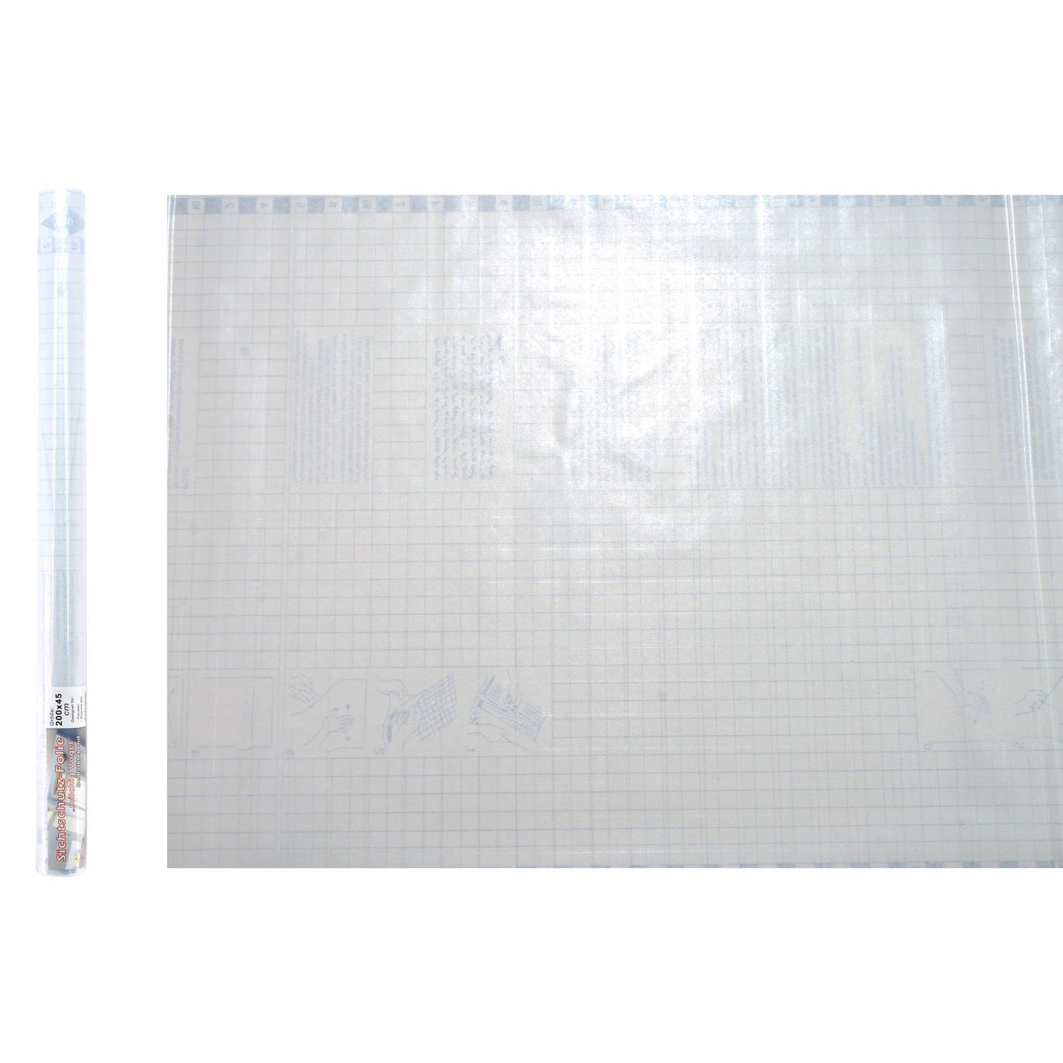 Privacy raamfolie 45 cm x 2 m melkglas vierkantjes design zelfklevend Meubelfolie