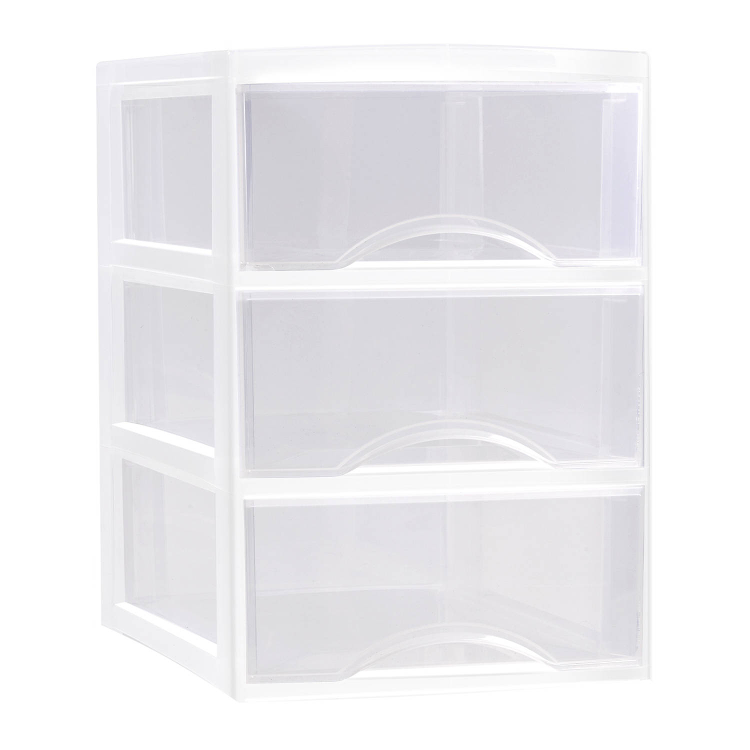 Plasticforte Ladeblokje/bureau organizer met 3x lades - transparant/wit - L26 x B36 x H37 cm