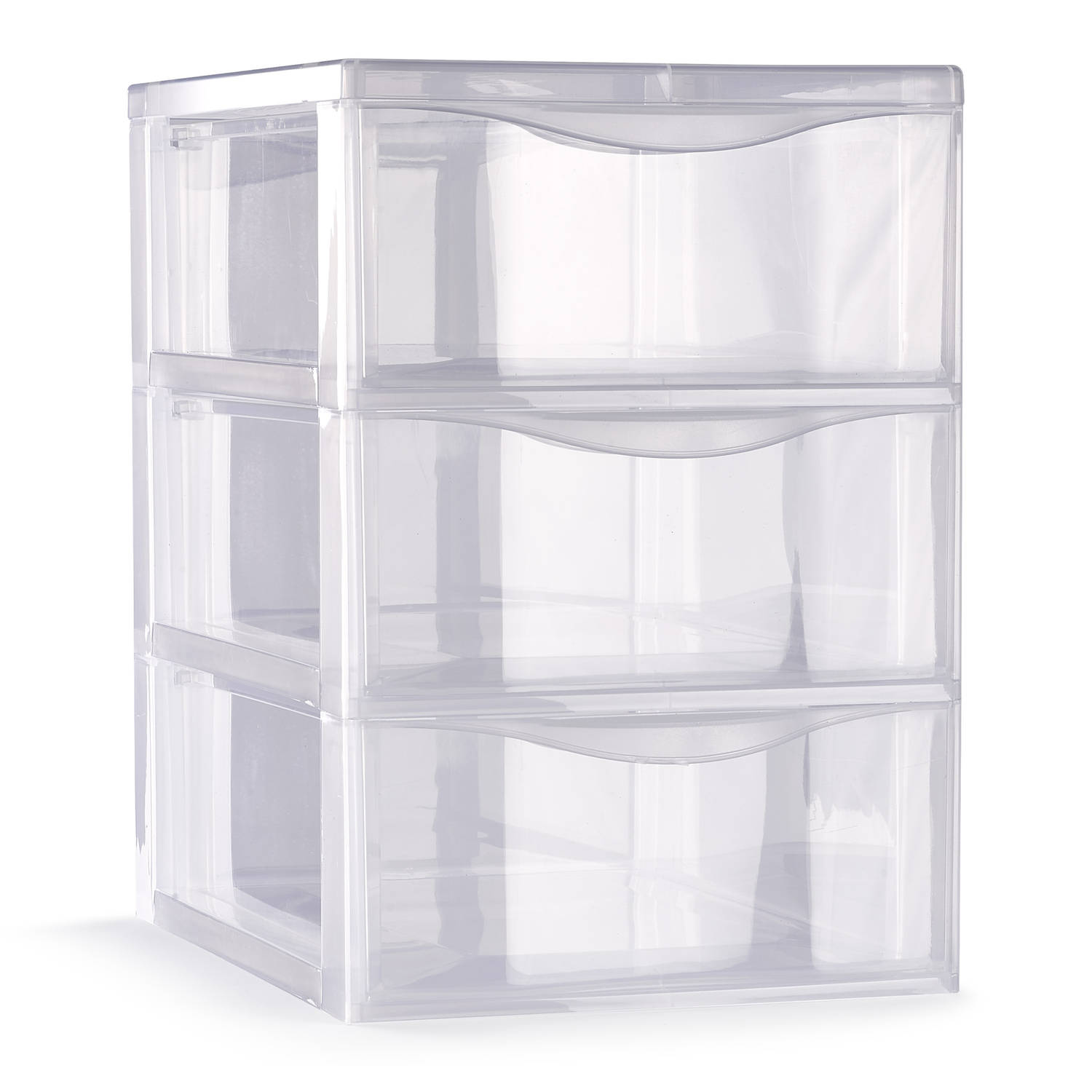 Plasticforte Ladeblokje/bureau organizer met 3x lades - transparant - L18 x B25 x H25 cm