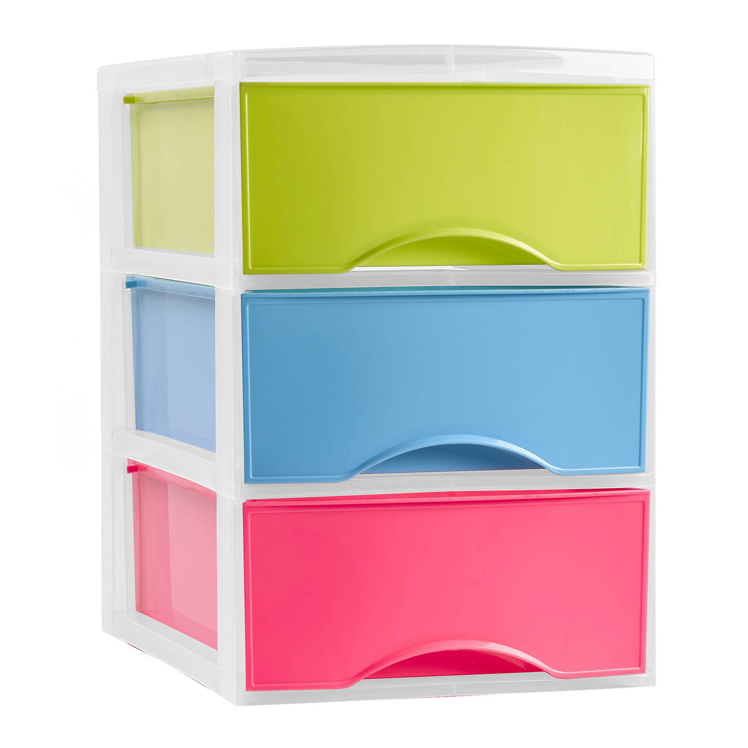 Plasticforte Ladeblokje/bureau organizer met 3x lades - multi kleuren - L26 x B36 x H37 cm