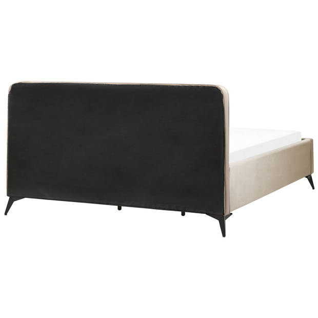 Beliani VALOGNES - Tweepersoonsbed-Beige-Fluweel