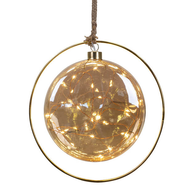 Decoratieve Kerstverlichting Glazen Bal Plat 15 cm met 30 LED's