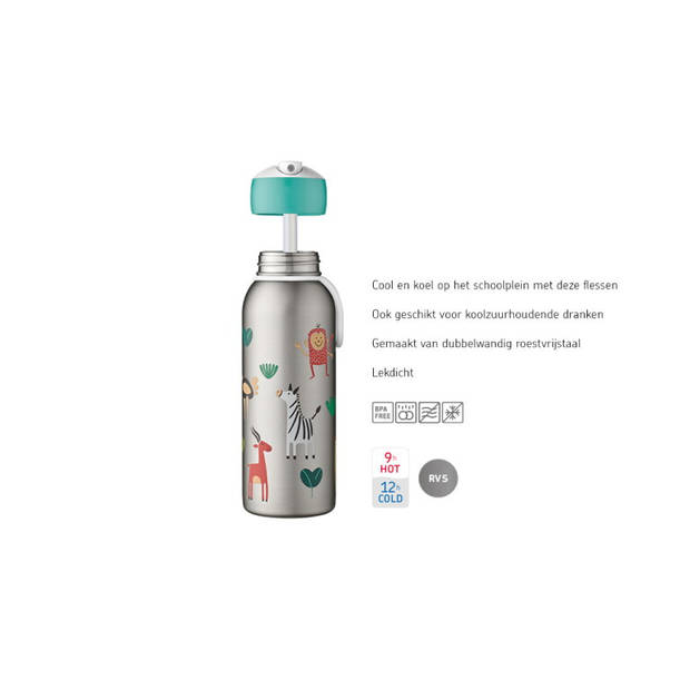 isoleerfles flip-up campus 350 ml - animal friends