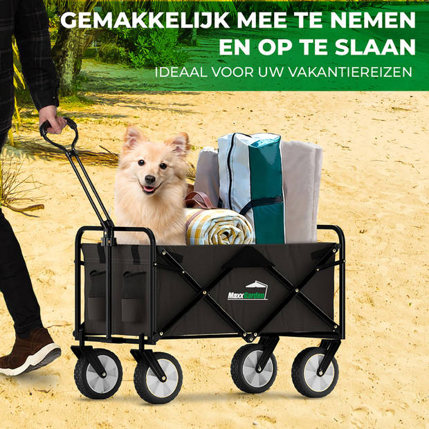 MaxxGarden Bolderkar - Bolderkar Opvouwbaar - Bolderwagen - 98x53x64 cm - Massieve Banden - Zwart