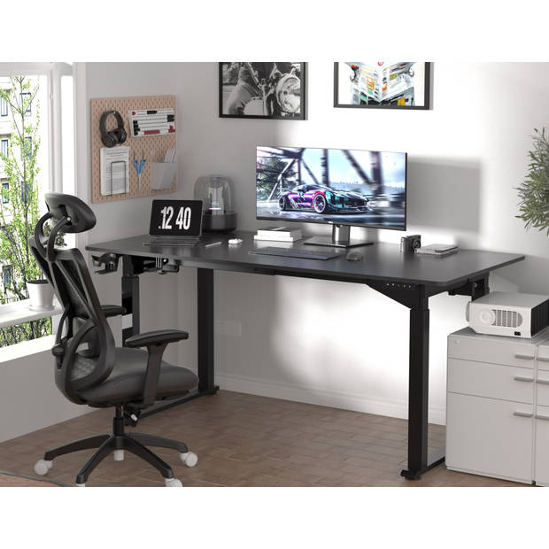 Bureau zit sta elektrisch verstelbaar - game bureau - ergonomische werkplek - 130 kg belastbaar - 140 x 70 cm