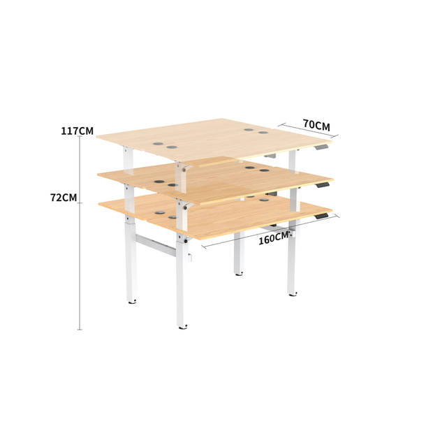 Duo bureau zit sta elektrisch verstelbare werkplek - dubbel bureau - 160 x 70 cm