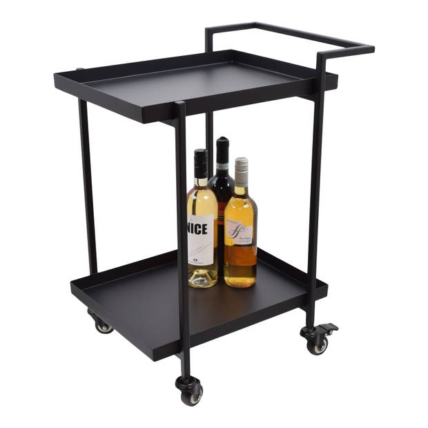 LOFT42 James Trolley Vierkant - Bijzettafel - Zwart - Metaal - 60x54x38