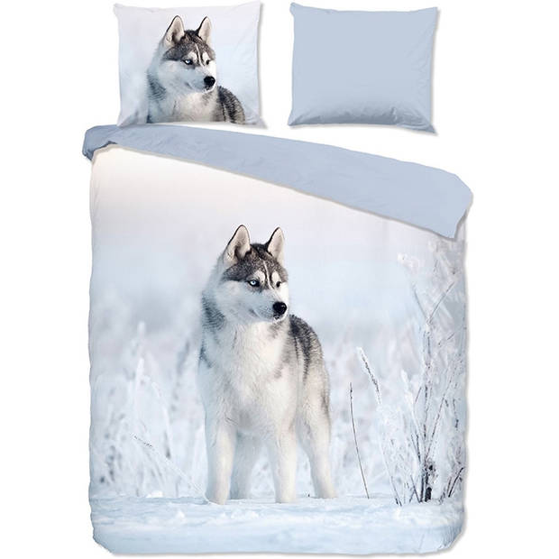 Good Morning Husky Dekbedovertrek Blauw-Lits-jumeaux (240 x 200/220 cm)