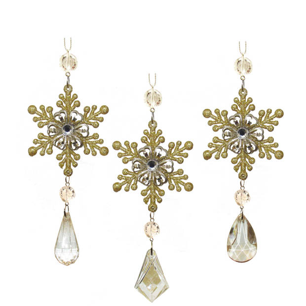 Kurt S. Adler - Acrylic gold & clear snowflake ornament assorted.