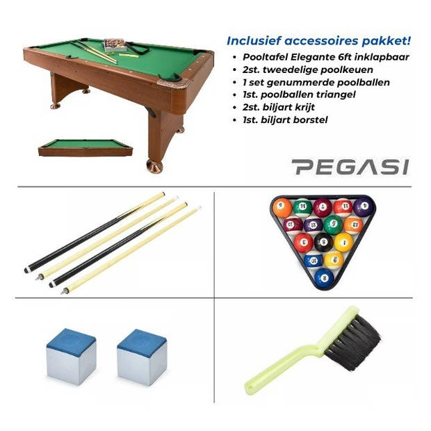 Pegasi pooltafel Elegante 6ft - inklapbaar