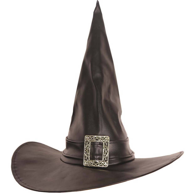 Verkleed heksenhoed - zwart - voor volwassenen - Luxe Halloween hoofddeksels - Verkleedhoofddeksels