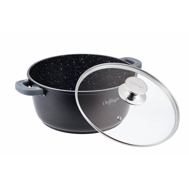 Cheffinger Braadpan met deksel - 24cm - Zwart - Inductie