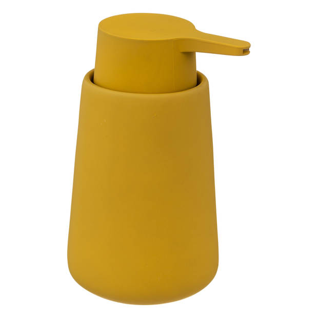 2x Stuks Zeeppompjes/zeepdispensers van keramiek - mosterd geel - 250 ml - Zeeppompjes